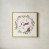 A Christmas Weekend VII Love by Lisa Audit. Shown in a natural wood glass frame for a timeless modern aesthetic. Available as an archival giclee rolled canvas, fine art paper, or poster print. SKU 59016a.