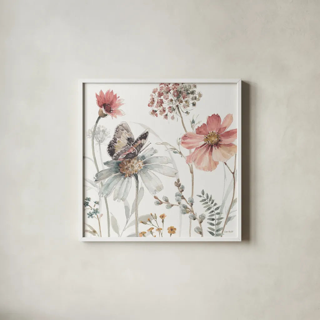 A Country Weekend II by Lisa Audit. Shown in a crisp white glass frame for a clean and minimalist style. Available as an archival giclee rolled canvas, fine art paper, or poster print. SKU 32679a.