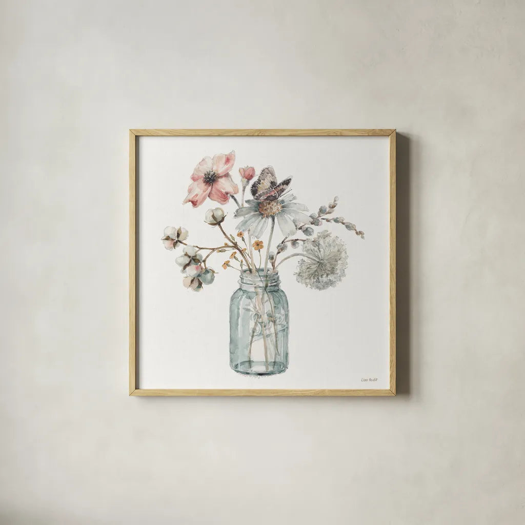 A Country Weekend IX by Lisa Audit. Shown in a natural wood glass frame for a timeless modern aesthetic. Available as an archival giclee rolled canvas, fine art paper, or poster print. SKU 32686a.