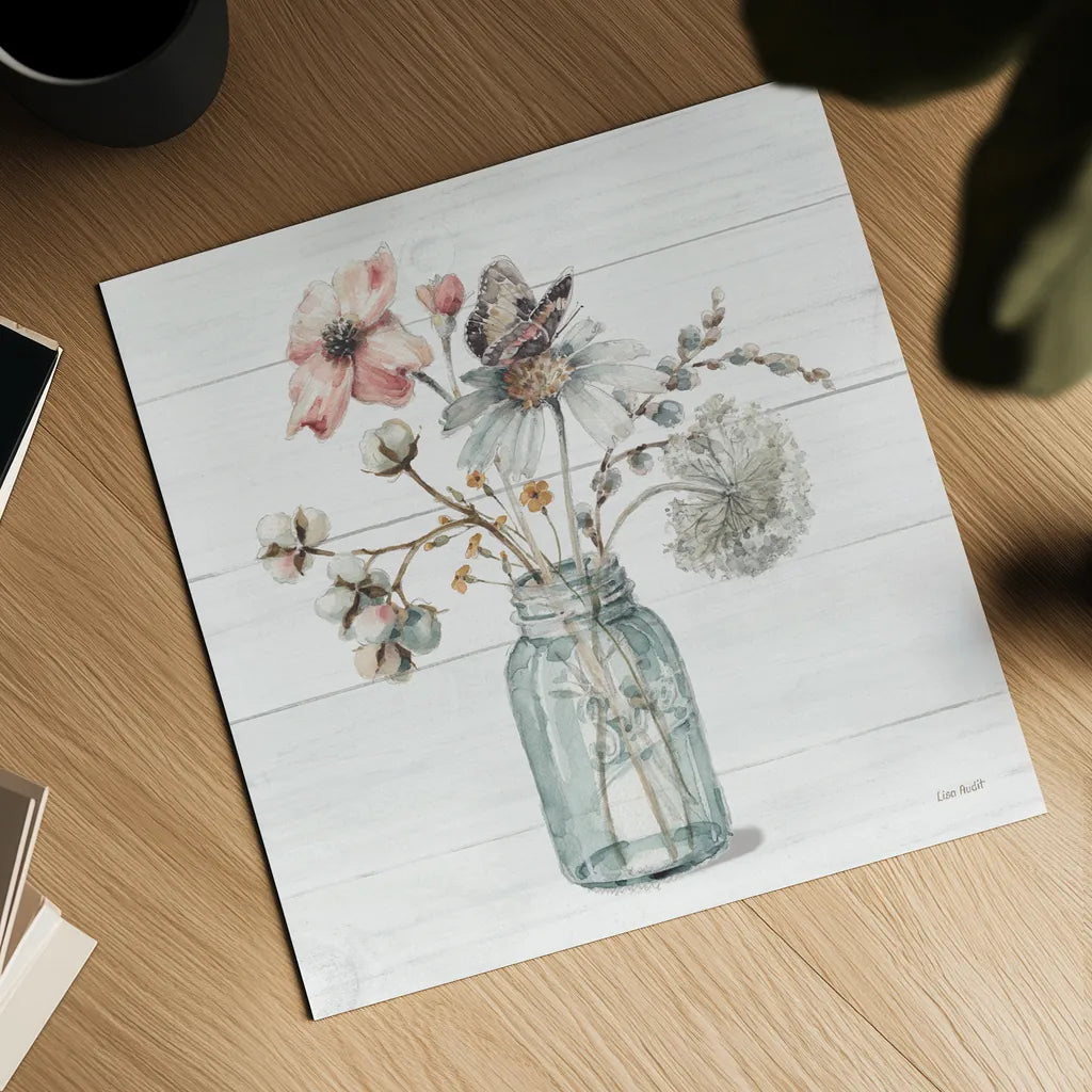 A Country Weekend IX Shiplap by Lisa Audit. Shown as a detailed flat fine art print, highlighting archival giclee quality. Available as an archival giclee rolled canvas, fine art paper, or poster print. SKU 45685a.