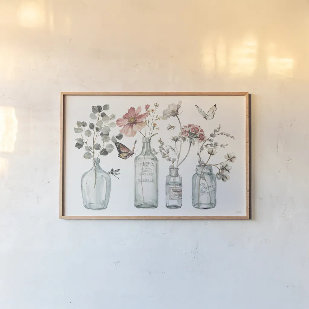 A Country Weekend VIII by Lisa Audit. shown as a paper print in a natural frame. Available as a archival giclee rolled canvas, fine art paper, or poster print. SKU 32685i.