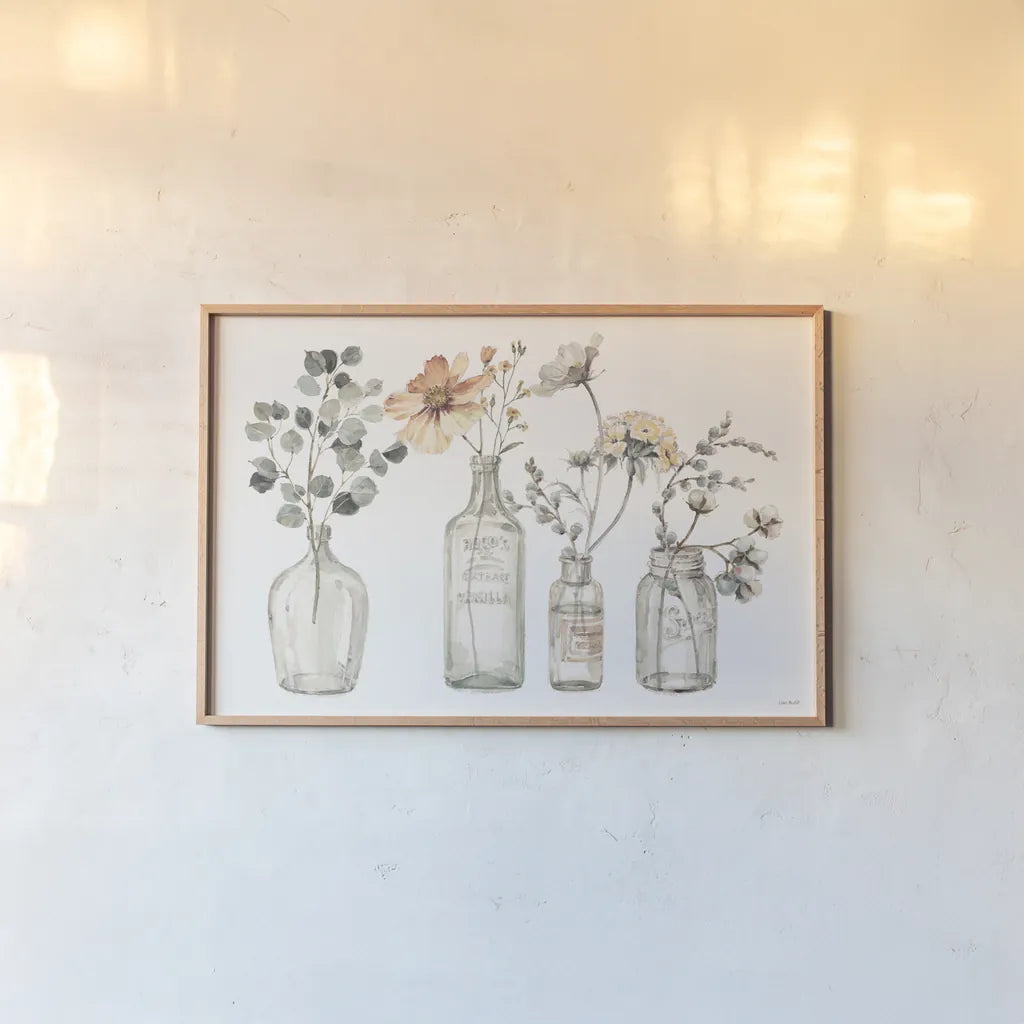 A Country Weekend VIII v2 Fall by Lisa Audit. shown as a paper print in a natural frame. Available as a archival giclee rolled canvas, fine art paper, or poster print. SKU 42437i.