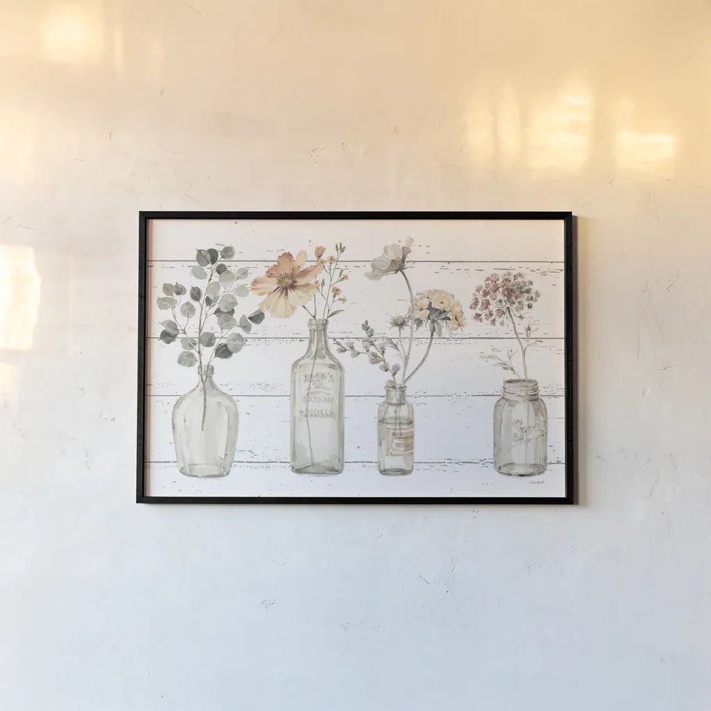 A Country Weekend VIII v2 Fall Flower by Lisa Audit. shown as a paper print in a black flame. Available as a archival giclee rolled canvas, fine art paper, or poster print. SKU 51148i.