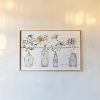 A Country Weekend VIII v2 Fall Flower by Lisa Audit. shown as a paper print in a natural frame. Available as a archival giclee rolled canvas, fine art paper, or poster print. SKU 51148i.