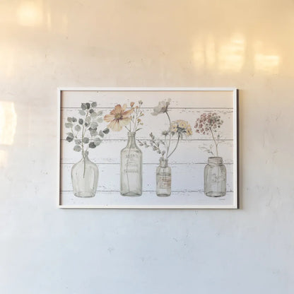 A Country Weekend VIII v2 Fall Flower by Lisa Audit. shown as a paper print in a white frame. Available as a archival giclee rolled canvas, fine art paper, or poster print. SKU 51148i.