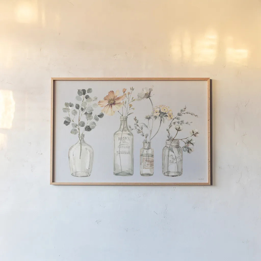 A Country Weekend VIII v2 Fall on Gray by Lisa Audit. shown as a paper print in a natural frame. Available as a archival giclee rolled canvas, fine art paper, or poster print. SKU 42438i.