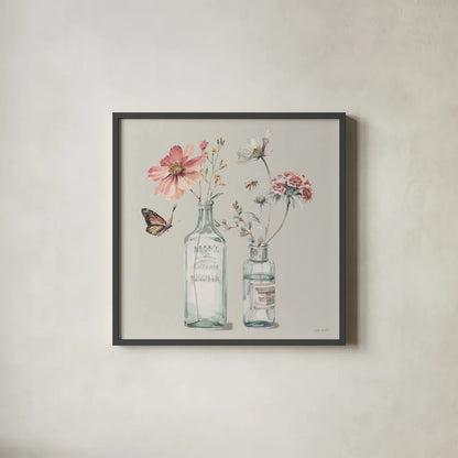A Country Weekend X Gray by Lisa Audit. Shown in a sleek black glass frame for a contemporary gallery look. Available as an archival giclee rolled canvas, fine art paper, or poster print. SKU 45684a.