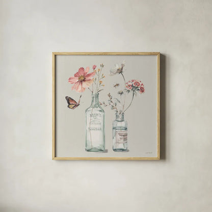 A Country Weekend X Gray by Lisa Audit. Shown in a natural wood glass frame for a timeless modern aesthetic. Available as an archival giclee rolled canvas, fine art paper, or poster print. SKU 45684a.