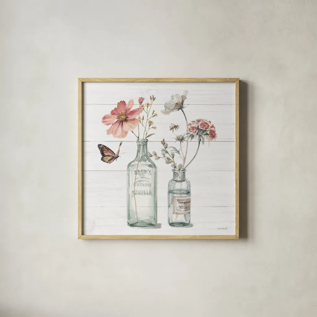 A Country Weekend X Shiplap by Lisa Audit. Shown in a natural wood glass frame for a timeless modern aesthetic. Available as an archival giclee rolled canvas, fine art paper, or poster print. SKU 45686a.