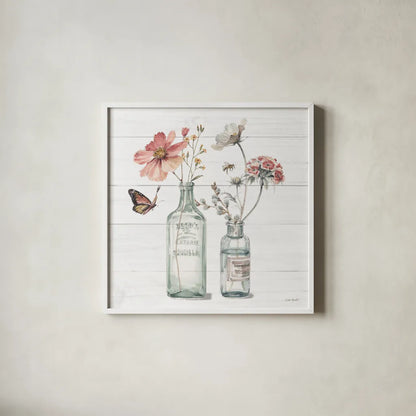 A Country Weekend X Shiplap by Lisa Audit. Shown in a crisp white glass frame for a clean and minimalist style. Available as an archival giclee rolled canvas, fine art paper, or poster print. SKU 45686a.