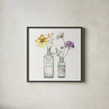 A Country Weekend X v2 Yellow Purple by Lisa Audit. Shown in a sleek black glass frame for a contemporary gallery look. Available as an archival giclee rolled canvas, fine art paper, or poster print. SKU 42695a.