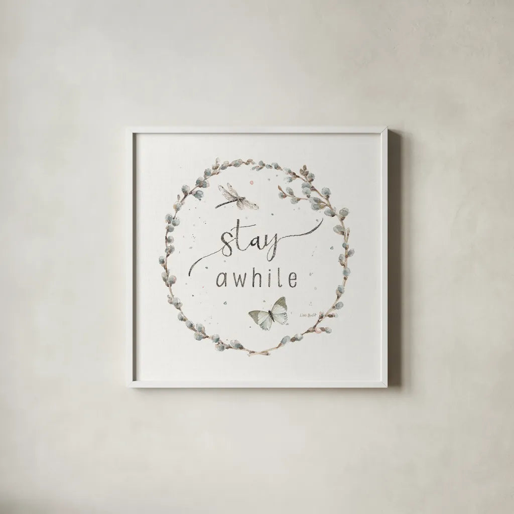 A Country Weekend XIX by Lisa Audit. Shown in a crisp white glass frame for a clean and minimalist style. Available as an archival giclee rolled canvas, fine art paper, or poster print. SKU 32734a.