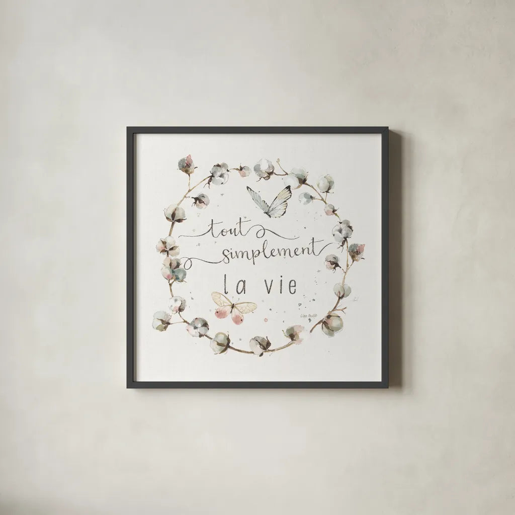 A Country Weekend XVIII French by Lisa Audit. Shown in a sleek black glass frame for a contemporary gallery look. Available as an archival giclee rolled canvas, fine art paper, or poster print. SKU 49542a.