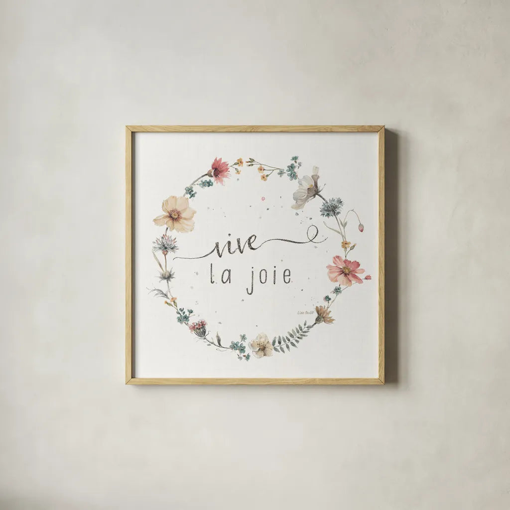 A Country Weekend XX French by Lisa Audit. Shown in a natural wood glass frame for a timeless modern aesthetic. Available as an archival giclee rolled canvas, fine art paper, or poster print. SKU 49543a.