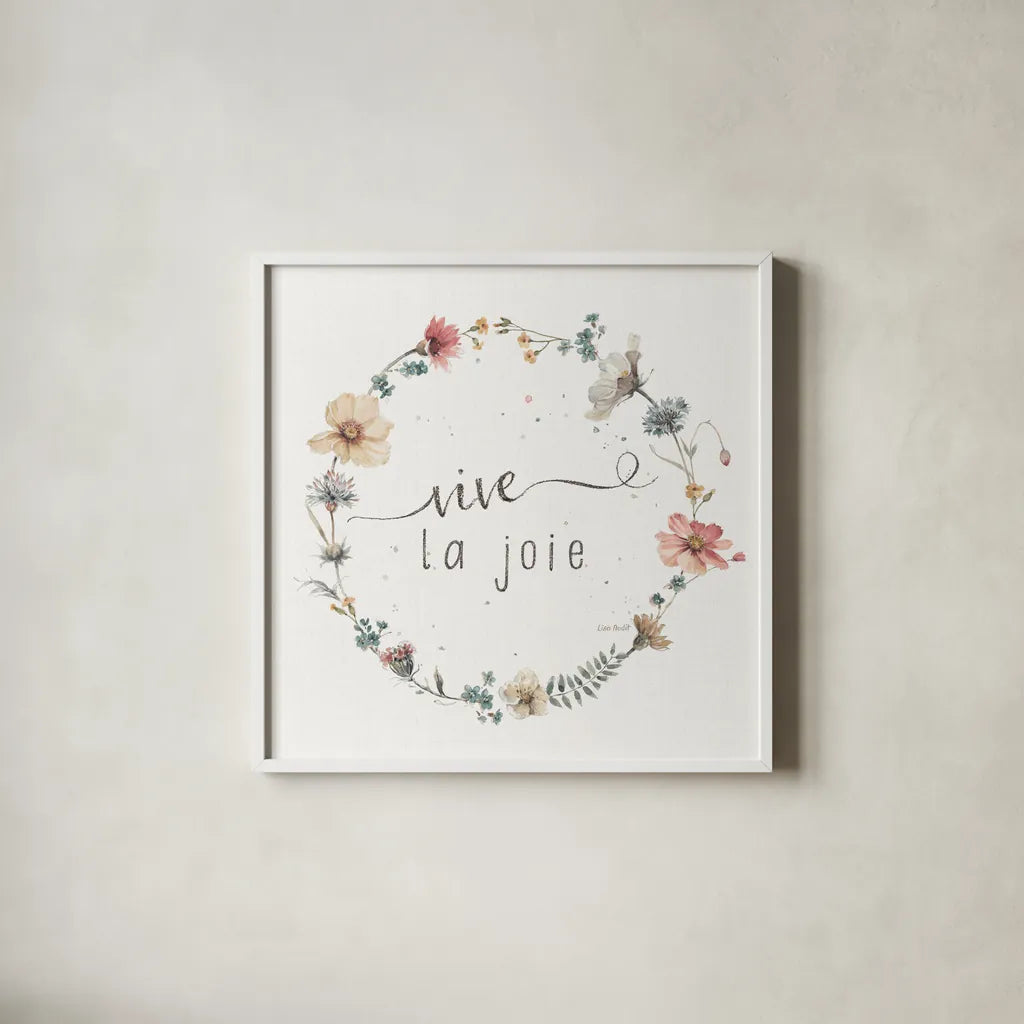 A Country Weekend XX French by Lisa Audit. Shown in a crisp white glass frame for a clean and minimalist style. Available as an archival giclee rolled canvas, fine art paper, or poster print. SKU 49543a.