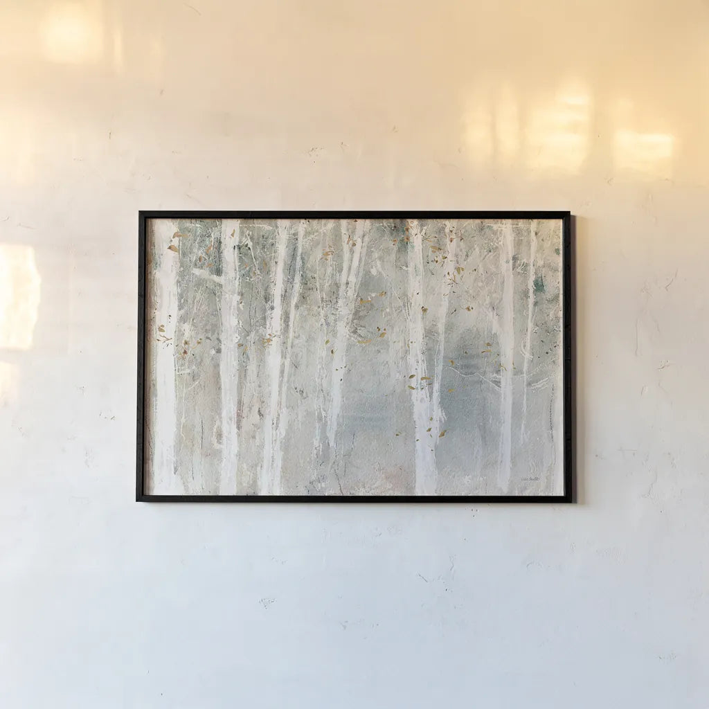 A Woodland Walk I by Lisa Audit. shown as a paper print in a black flame. Available as a archival giclee rolled canvas, fine art paper, or poster print. SKU 32665i.