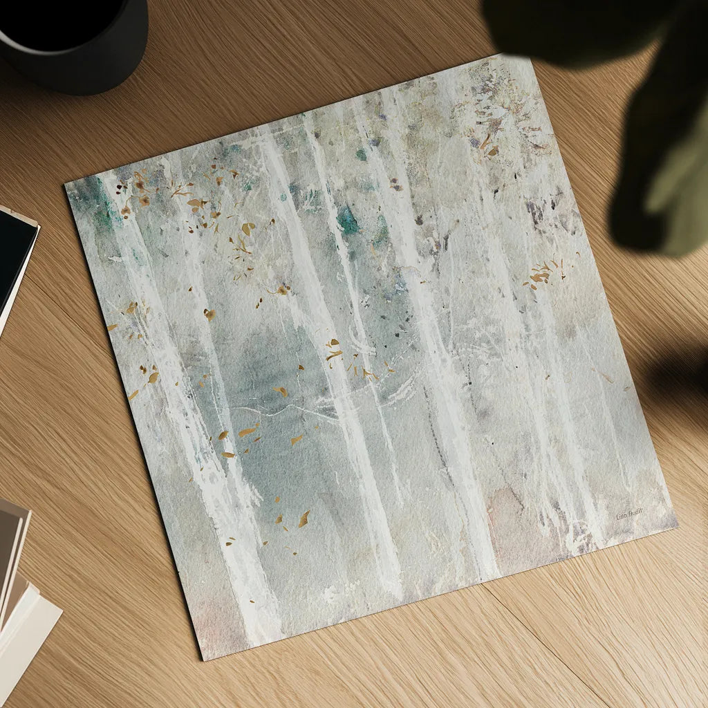 A Woodland Walk III by Lisa Audit. Shown as a detailed flat fine art print, highlighting archival giclee quality. Available as an archival giclee rolled canvas, fine art paper, or poster print. SKU 32667a.