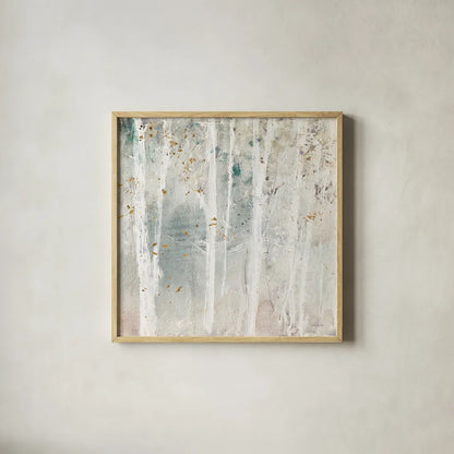 A Woodland Walk III by Lisa Audit. Shown in a natural wood glass frame for a timeless modern aesthetic. Available as an archival giclee rolled canvas, fine art paper, or poster print. SKU 32667a.