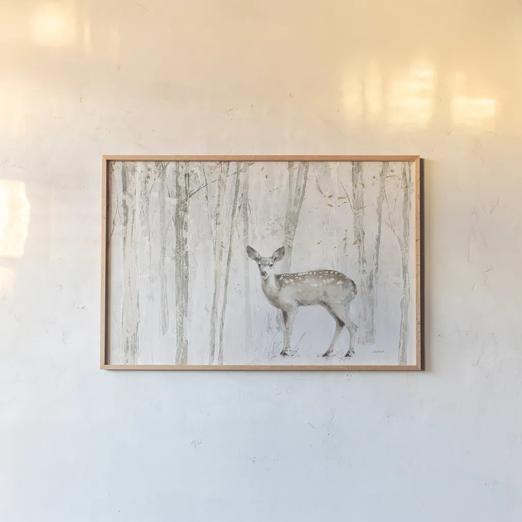 A Woodland Walk VII by Lisa Audit. shown as a paper print in a natural frame. Available as a archival giclee rolled canvas, fine art paper, or poster print. SKU 32671i.