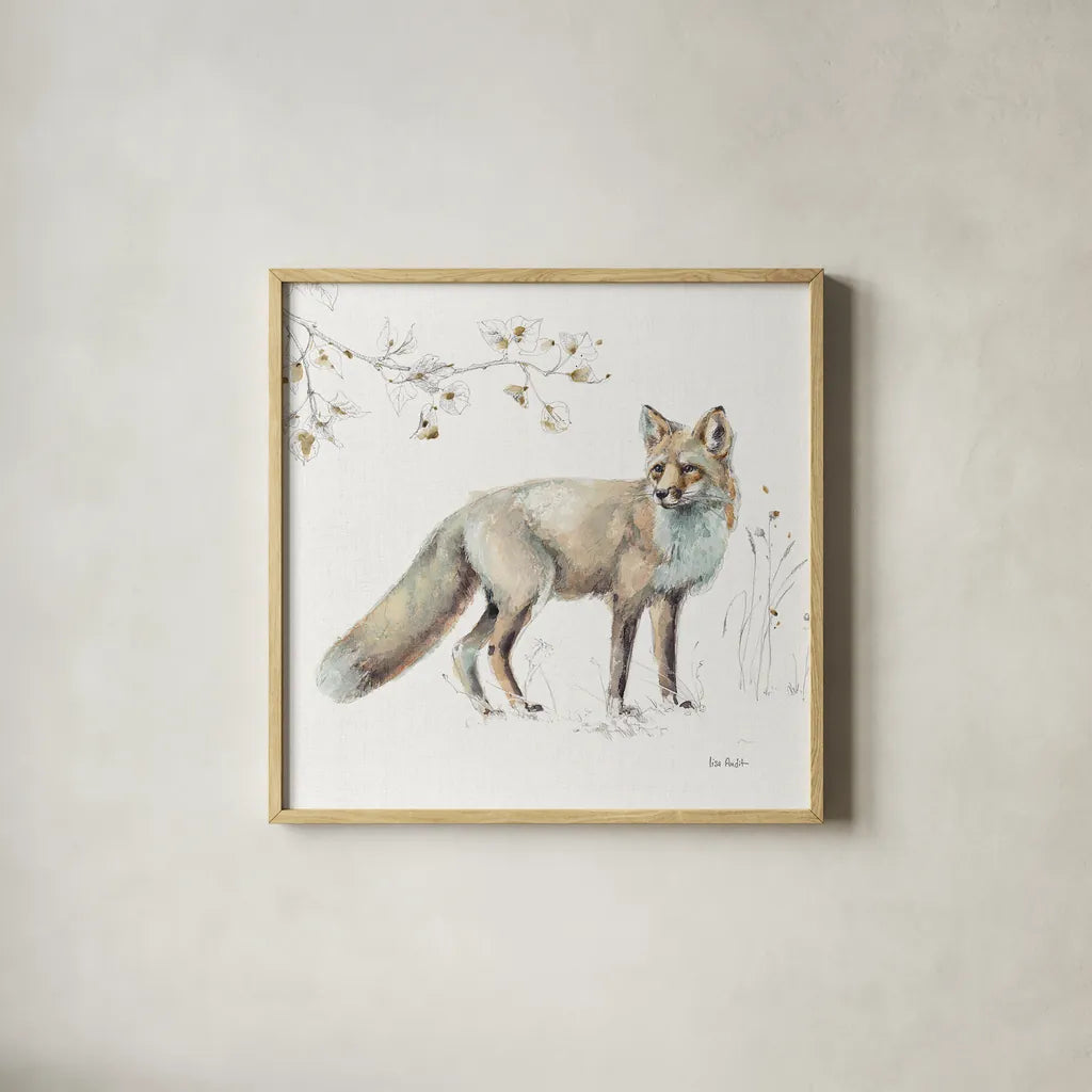 A Woodland Walk XI by Lisa Audit. Shown in a natural wood glass frame for a timeless modern aesthetic. Available as an archival giclee rolled canvas, fine art paper, or poster print. SKU 32675a.