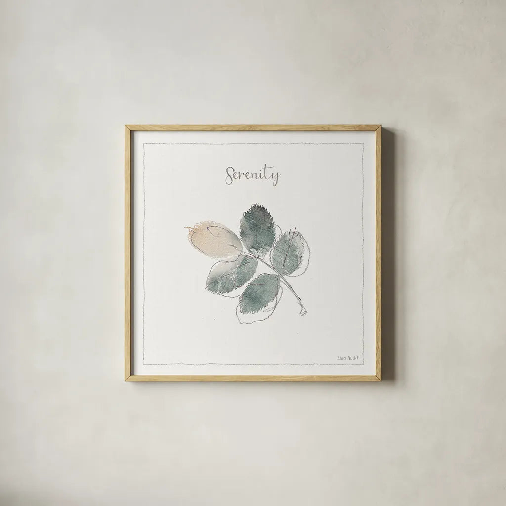 A Woodland Walk XVIII by Lisa Audit. Shown in a natural wood glass frame for a timeless modern aesthetic. Available as an archival giclee rolled canvas, fine art paper, or poster print. SKU 33127a.