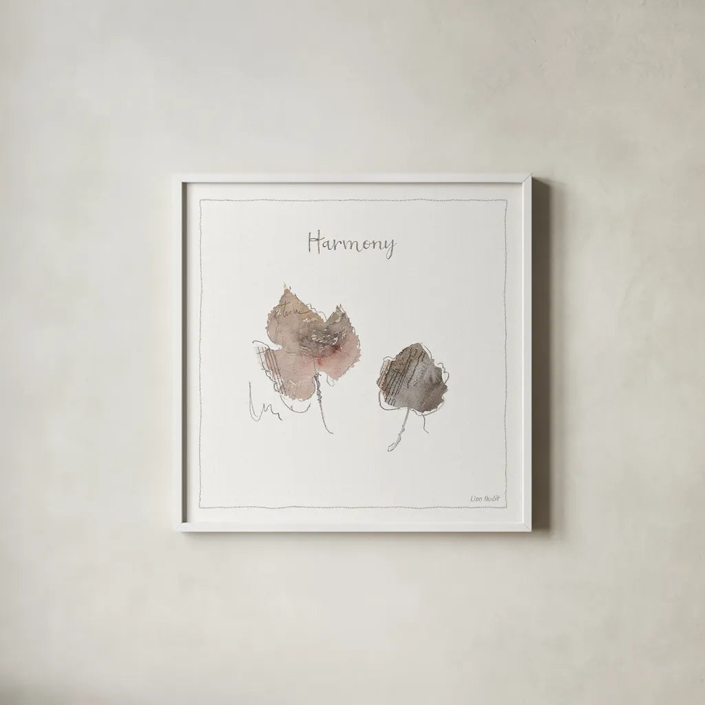 A Woodland Walk XX by Lisa Audit. Shown in a crisp white glass frame for a clean and minimalist style. Available as an archival giclee rolled canvas, fine art paper, or poster print. SKU 33129a.