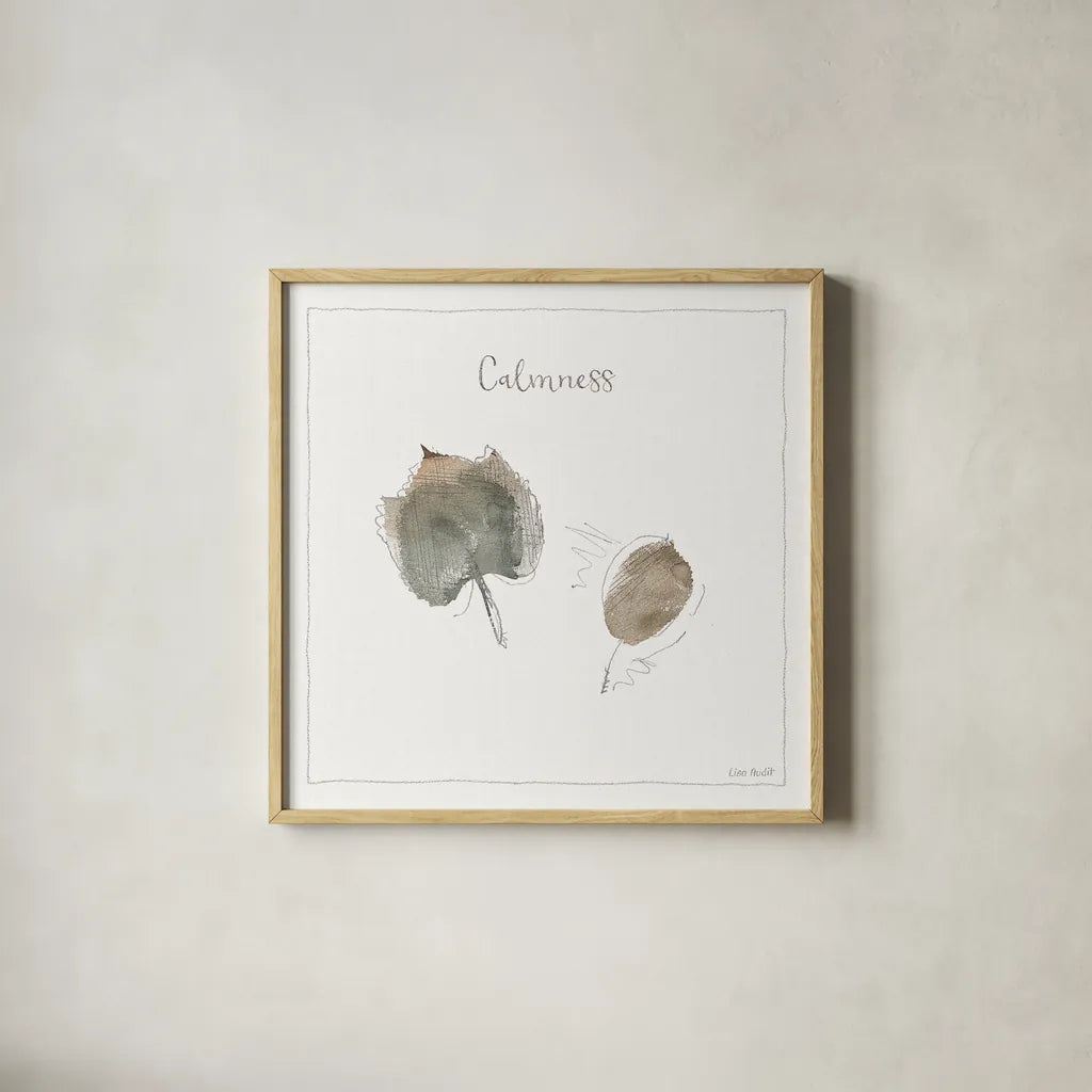 A Woodland Walk XXI by Lisa Audit. Shown in a natural wood glass frame for a timeless modern aesthetic. Available as an archival giclee rolled canvas, fine art paper, or poster print. SKU 33130a.