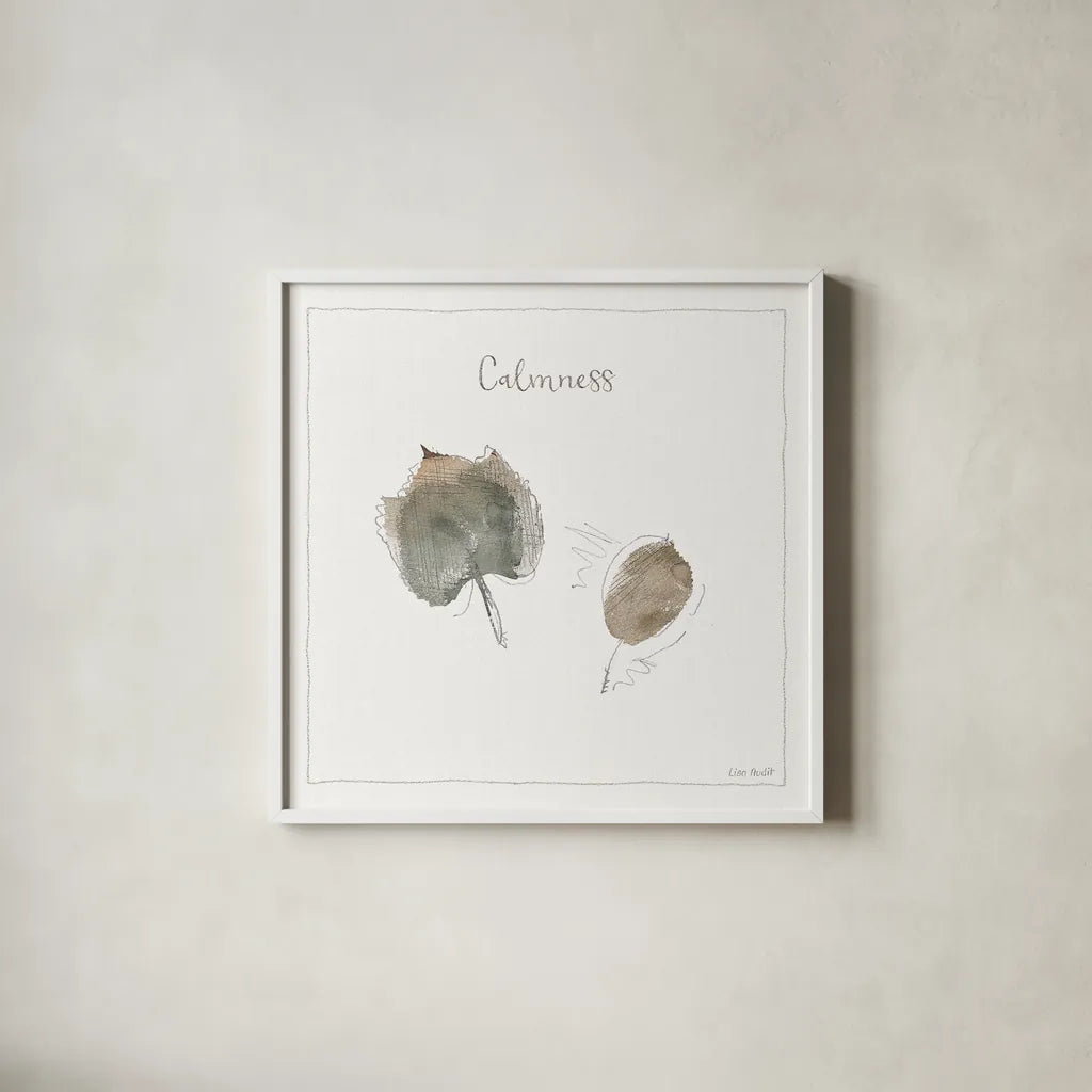 A Woodland Walk XXI by Lisa Audit. Shown in a crisp white glass frame for a clean and minimalist style. Available as an archival giclee rolled canvas, fine art paper, or poster print. SKU 33130a.