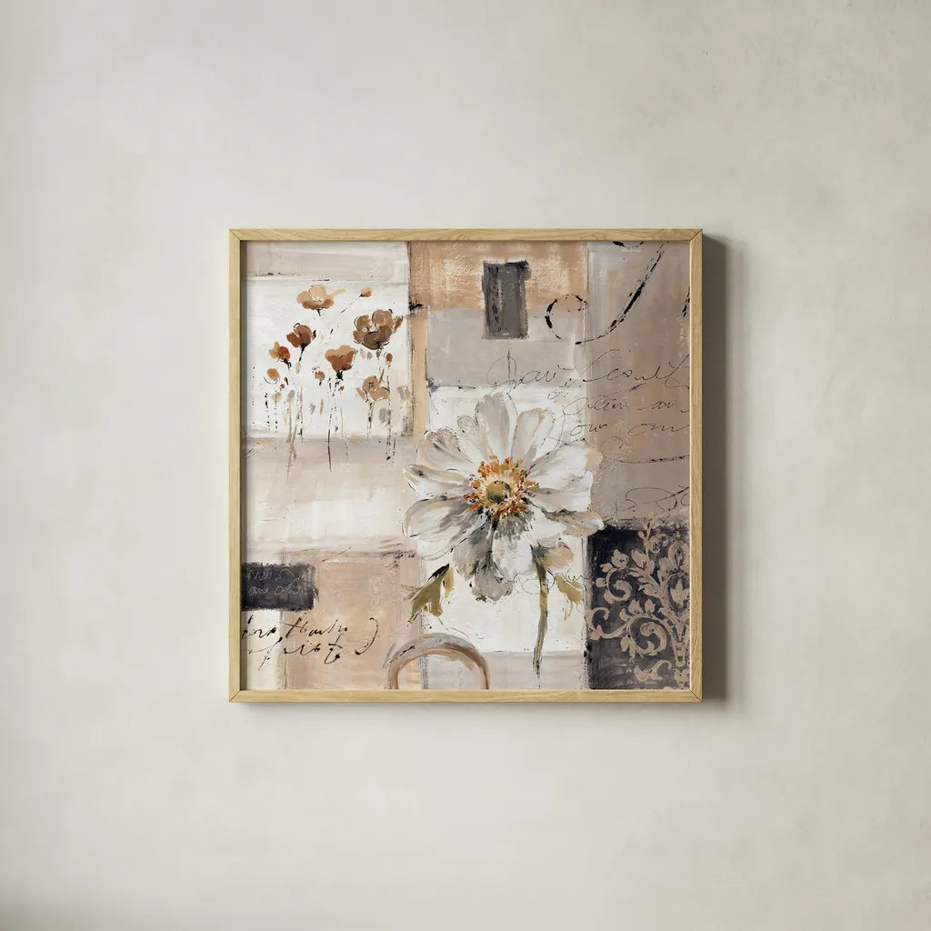 Abstract Balance III by Lisa Audit. Shown in a natural wood glass frame for a timeless modern aesthetic. Available as an archival giclee rolled canvas, fine art paper, or poster print. SKU 14253a.