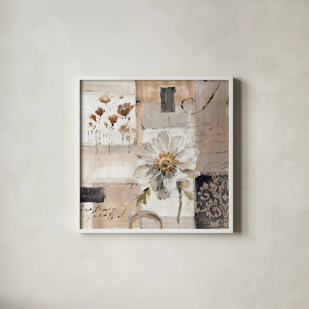 Abstract Balance III by Lisa Audit. Shown in a crisp white glass frame for a clean and minimalist style. Available as an archival giclee rolled canvas, fine art paper, or poster print. SKU 14253a.