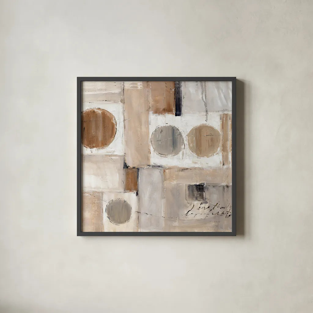 Abstract Balance V by Lisa Audit. Shown in a sleek black glass frame for a contemporary gallery look. Available as an archival giclee rolled canvas, fine art paper, or poster print. SKU 14265a.