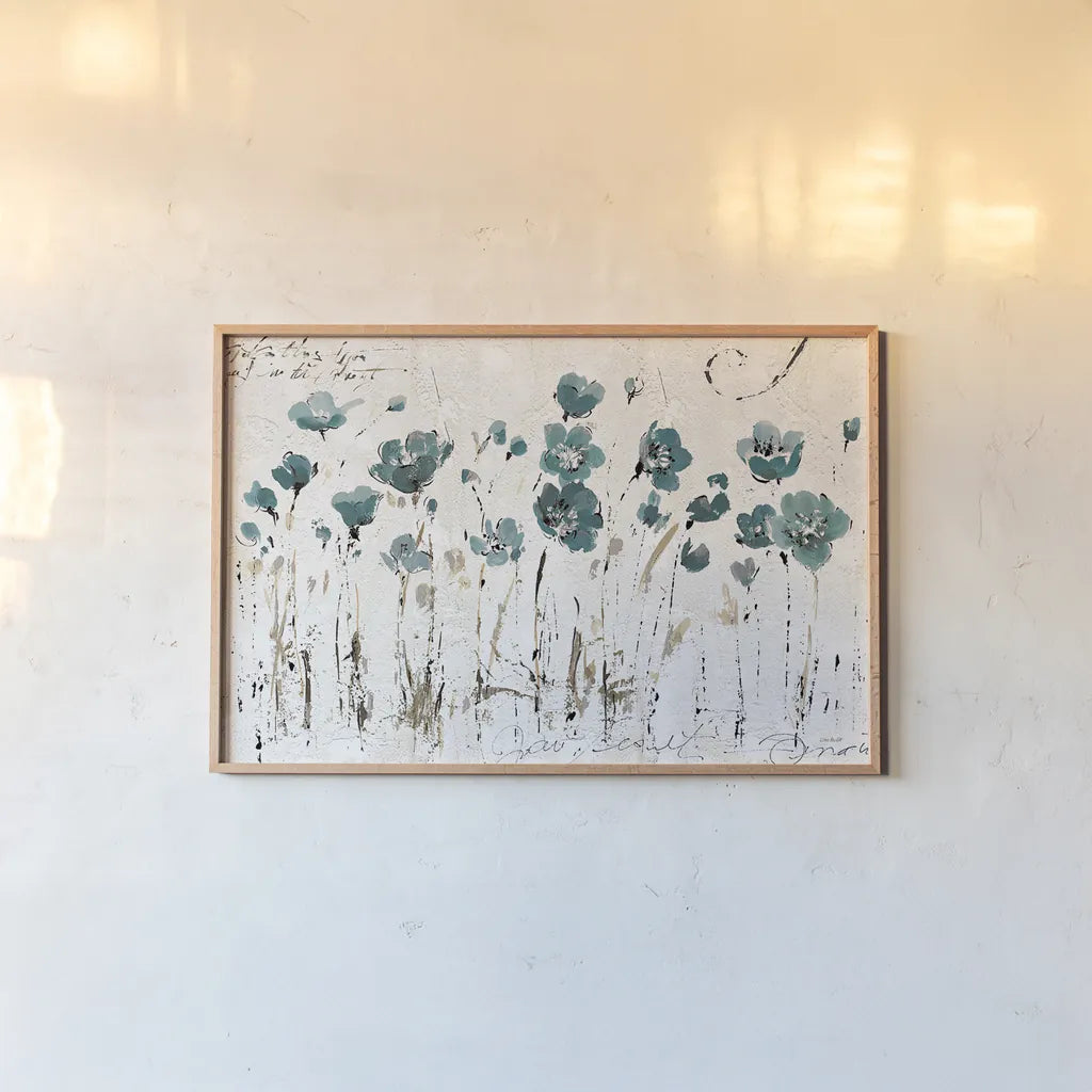 Abstract Balance VI Blue by Lisa Audit. shown as a paper print in a natural frame. Available as a archival giclee rolled canvas, fine art paper, or poster print. SKU 14583i.