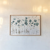 Abstract Balance VI Blue by Lisa Audit. shown as a paper print in a natural frame. Available as a archival giclee rolled canvas, fine art paper, or poster print. SKU 14583i.