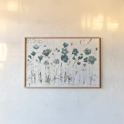 Abstract Balance VI Blue by Lisa Audit. shown as a paper print in a natural frame. Available as a archival giclee rolled canvas, fine art paper, or poster print. SKU 14583i.