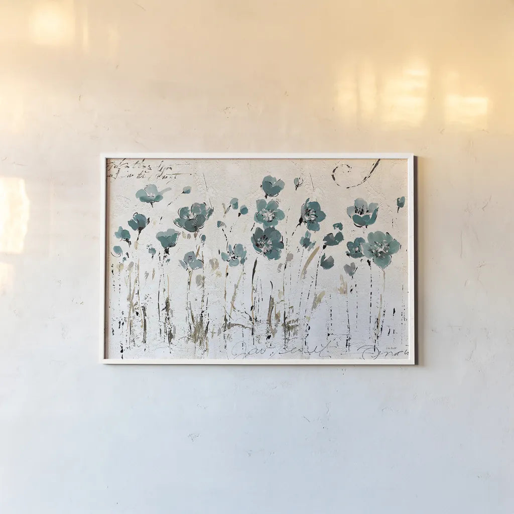 Abstract Balance VI Blue by Lisa Audit. shown as a paper print in a white frame. Available as a archival giclee rolled canvas, fine art paper, or poster print. SKU 14583i.