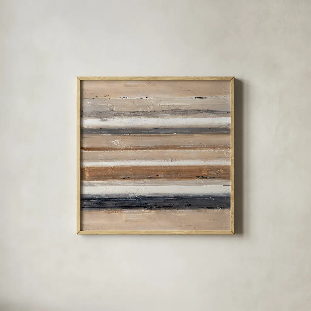 Abstract Balance VII by Lisa Audit. Shown in a natural wood glass frame for a timeless modern aesthetic. Available as an archival giclee rolled canvas, fine art paper, or poster print. SKU 14131a.