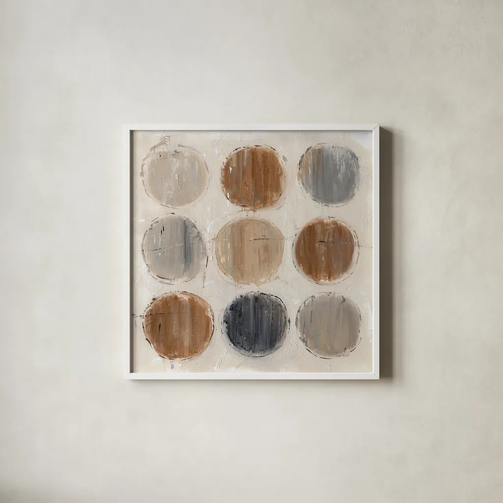 Abstract Balance VIII by Lisa Audit. Shown in a crisp white glass frame for a clean and minimalist style. Available as an archival giclee rolled canvas, fine art paper, or poster print. SKU 14132a.