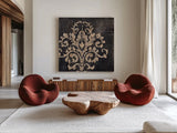 Abstract Balance X by Lisa Audit. Shown as extra-large giant wall art in a modern living room. Available as an archival giclee rolled canvas, fine art paper, or poster print. SKU 14241a.