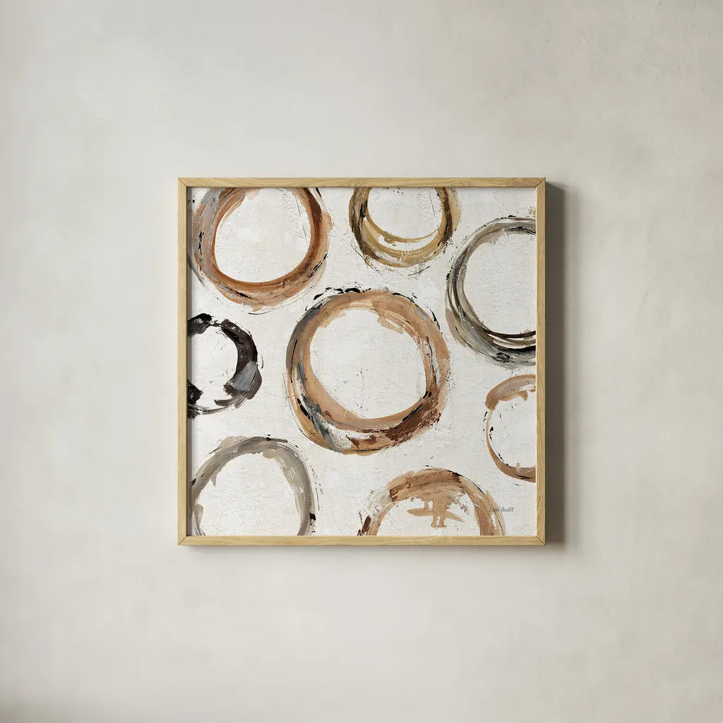 Abstract Balance XI by Lisa Audit. Shown in a natural wood glass frame for a timeless modern aesthetic. Available as an archival giclee rolled canvas, fine art paper, or poster print. SKU 14134a.