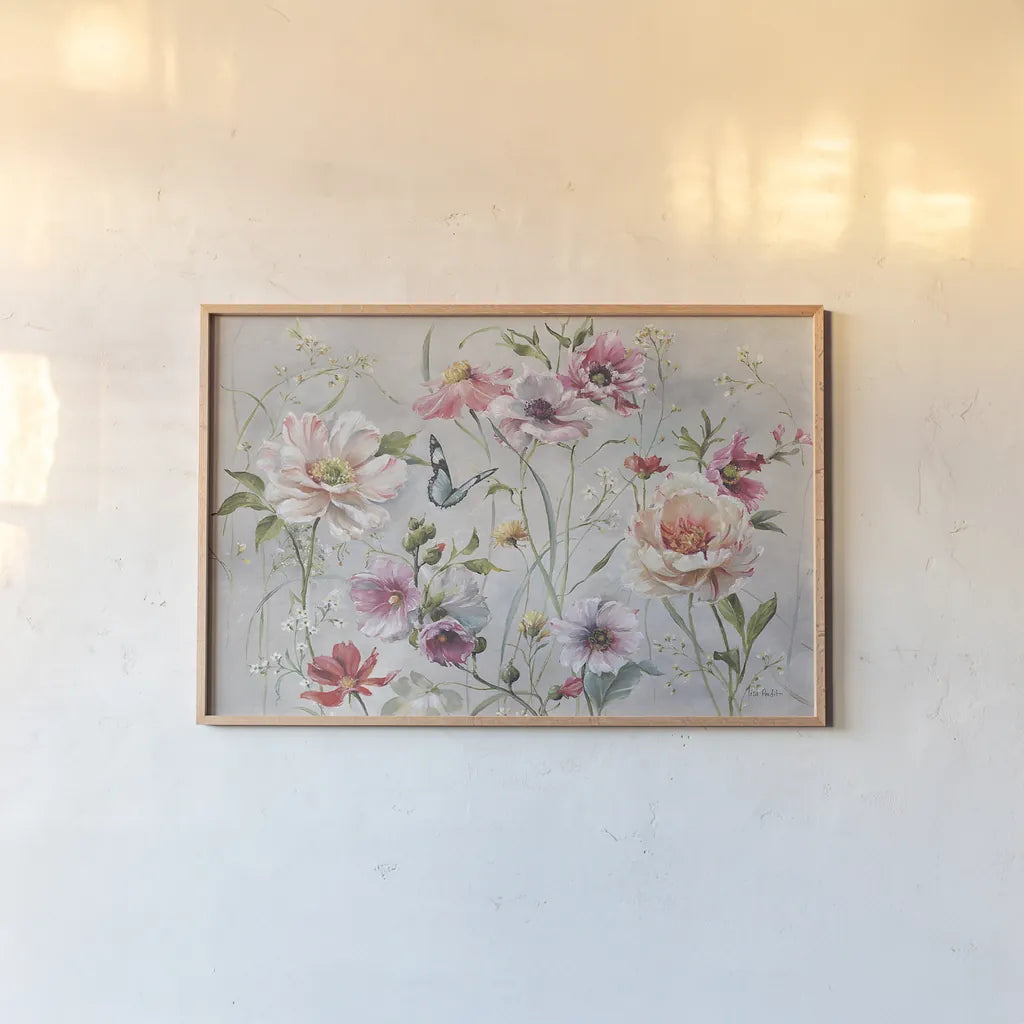 Antique Garden I by Lisa Audit. shown as a paper print in a natural frame. Available as a archival giclee rolled canvas, fine art paper, or poster print. SKU 35187i.