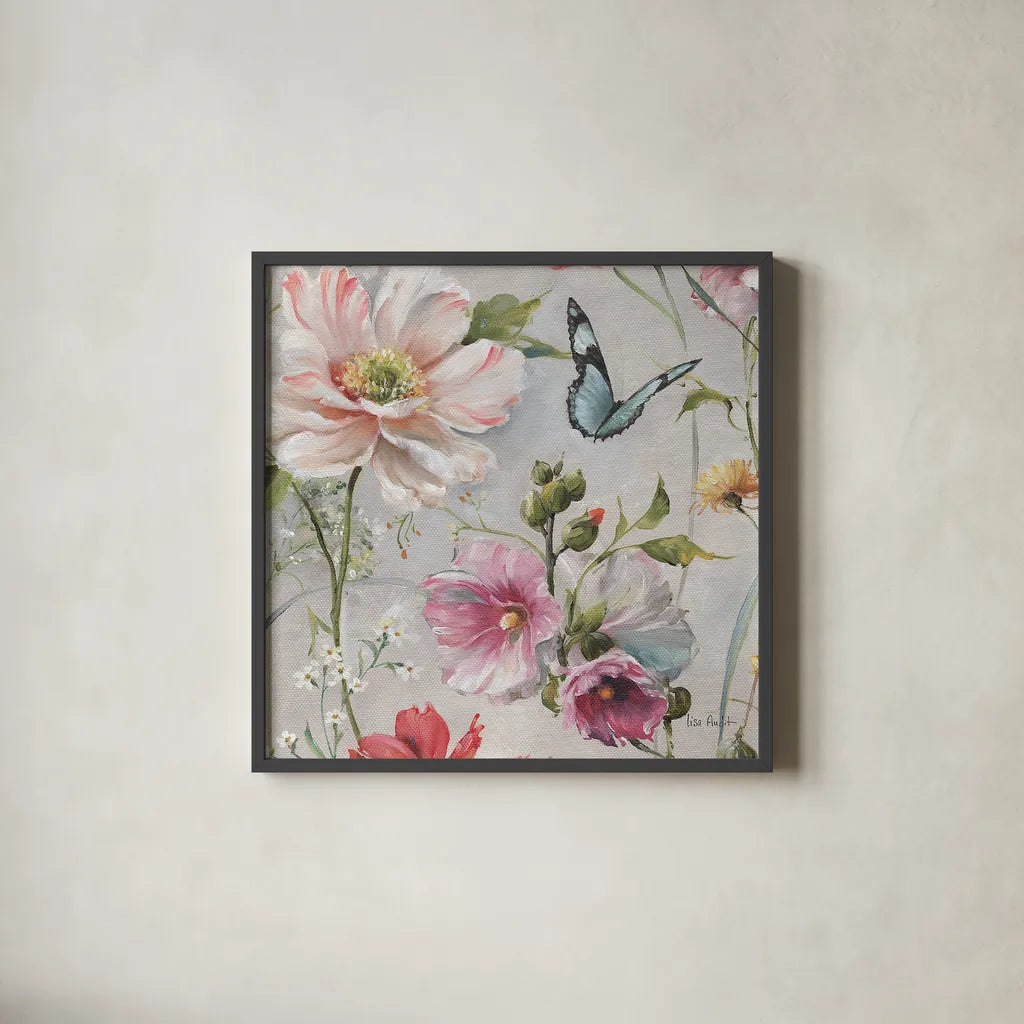Antique Garden II by Lisa Audit. Shown in a sleek black glass frame for a contemporary gallery look. Available as an archival giclee rolled canvas, fine art paper, or poster print. SKU 35188a.