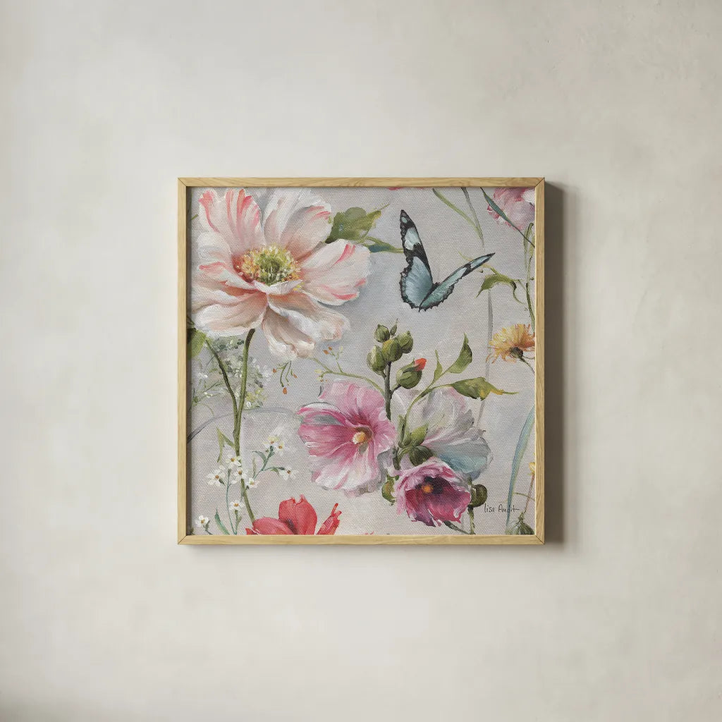 Antique Garden II by Lisa Audit. Shown in a natural wood glass frame for a timeless modern aesthetic. Available as an archival giclee rolled canvas, fine art paper, or poster print. SKU 35188a.