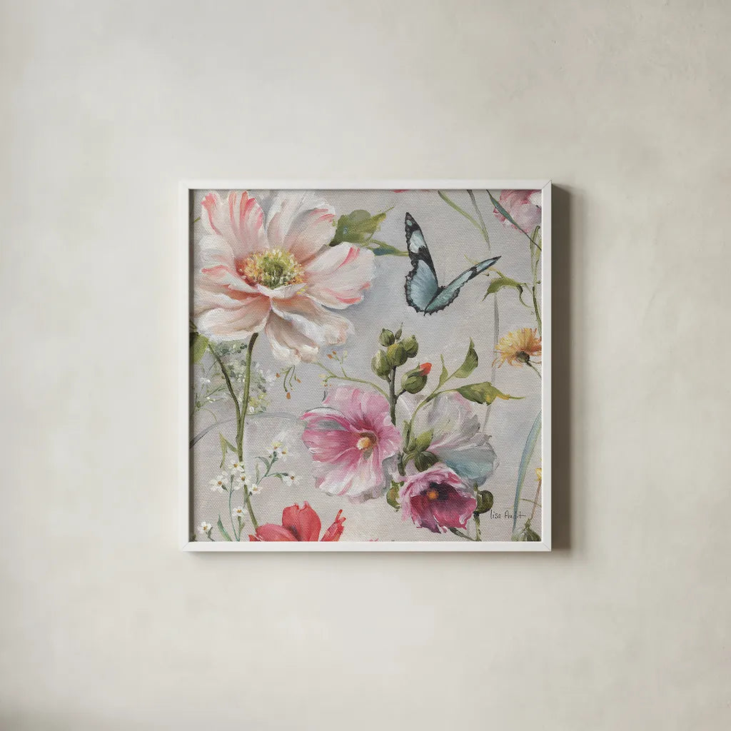 Antique Garden II by Lisa Audit. Shown in a crisp white glass frame for a clean and minimalist style. Available as an archival giclee rolled canvas, fine art paper, or poster print. SKU 35188a.