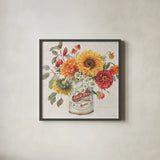 Autumn in Bloom III by Lisa Audit. Shown in a sleek black glass frame for a contemporary gallery look. Available as an archival giclee rolled canvas, fine art paper, or poster print. SKU 45252a.