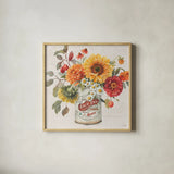 Autumn in Bloom III by Lisa Audit. Shown in a natural wood glass frame for a timeless modern aesthetic. Available as an archival giclee rolled canvas, fine art paper, or poster print. SKU 45252a.