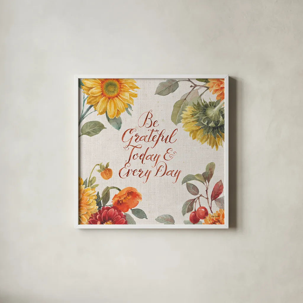 Autumn in Bloom V by Lisa Audit. Shown in a crisp white glass frame for a clean and minimalist style. Available as an archival giclee rolled canvas, fine art paper, or poster print. SKU 45254a.