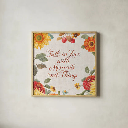 Autumn in Bloom VI by Lisa Audit. Shown in a natural wood glass frame for a timeless modern aesthetic. Available as an archival giclee rolled canvas, fine art paper, or poster print. SKU 45255a.