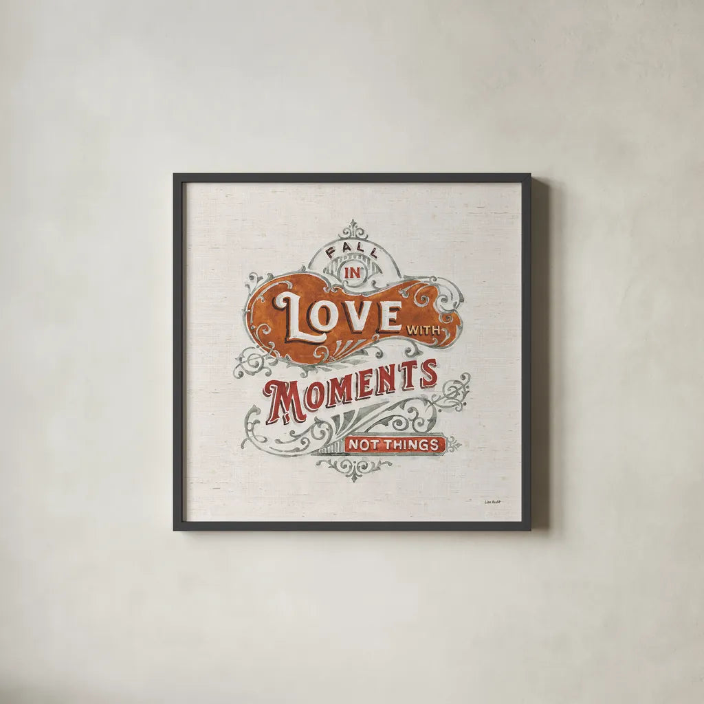 Autumn in Bloom XV by Lisa Audit. Shown in a sleek black glass frame for a contemporary gallery look. Available as an archival giclee rolled canvas, fine art paper, or poster print. SKU 45634a.