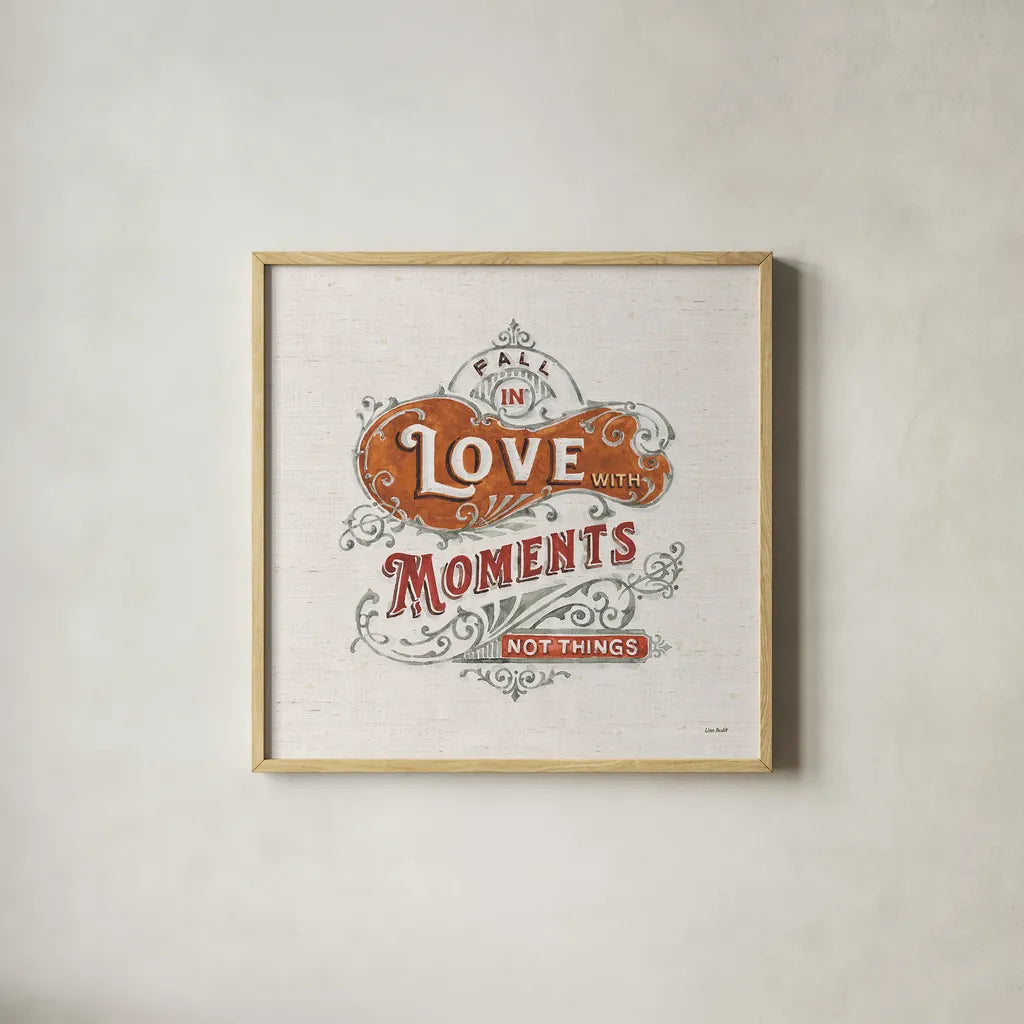 Autumn in Bloom XV by Lisa Audit. Shown in a natural wood glass frame for a timeless modern aesthetic. Available as an archival giclee rolled canvas, fine art paper, or poster print. SKU 45634a.