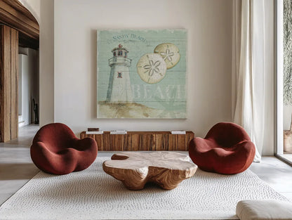 Beach House I by Lisa Audit. Shown as extra-large giant wall art in a modern living room. Available as an archival giclee rolled canvas, fine art paper, or poster print. SKU 14823a.